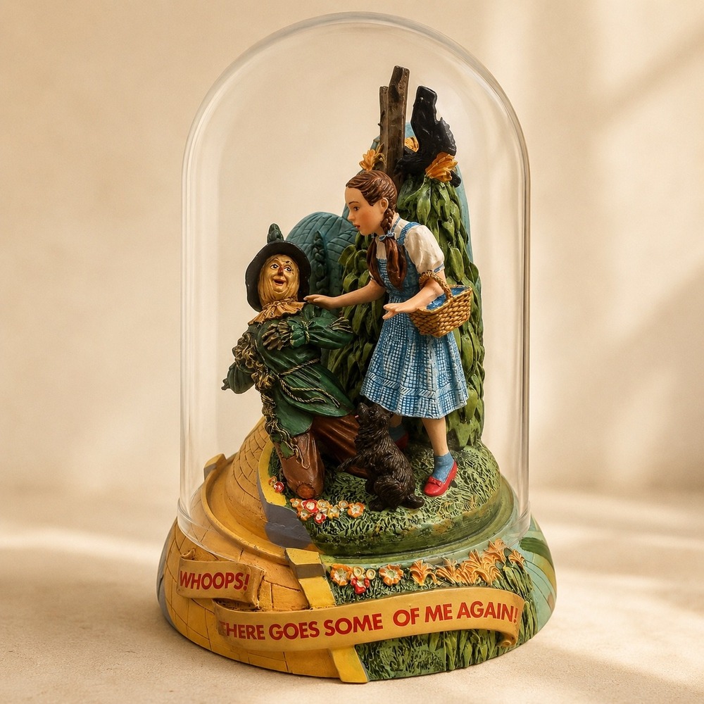 1997 Franklin Mint Wizard of Oz Scarecrow Domed Music Box Whoops There Goes Some